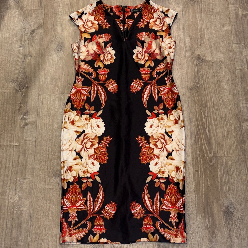 New York & Company Black Floral Midi Dress